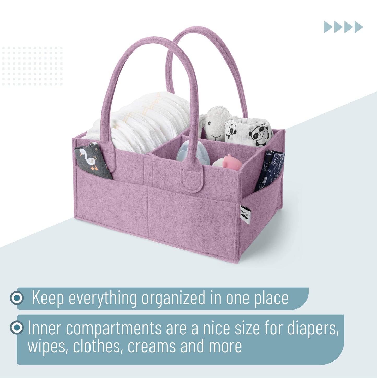 Mr. Pen- Baby Diaper Caddy Organizer, Orchid Mist, Nursery Storage Bin and Car Organizer for Diapers and Baby Wipes