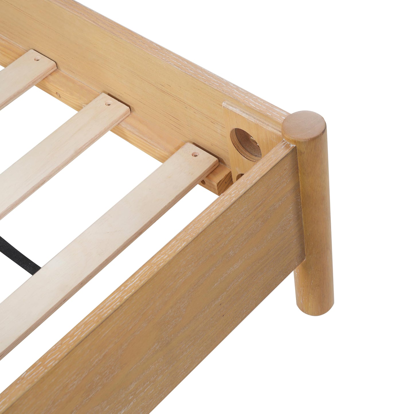 Christopher Knight Home Elsinore Queen Size Bed Frame with Arched Headboard, Modern Wooden Platform Bed, Wood Bed Support and Slats, No Box Spring Needed, Queen Size Beds for Adult, Natural Oak
