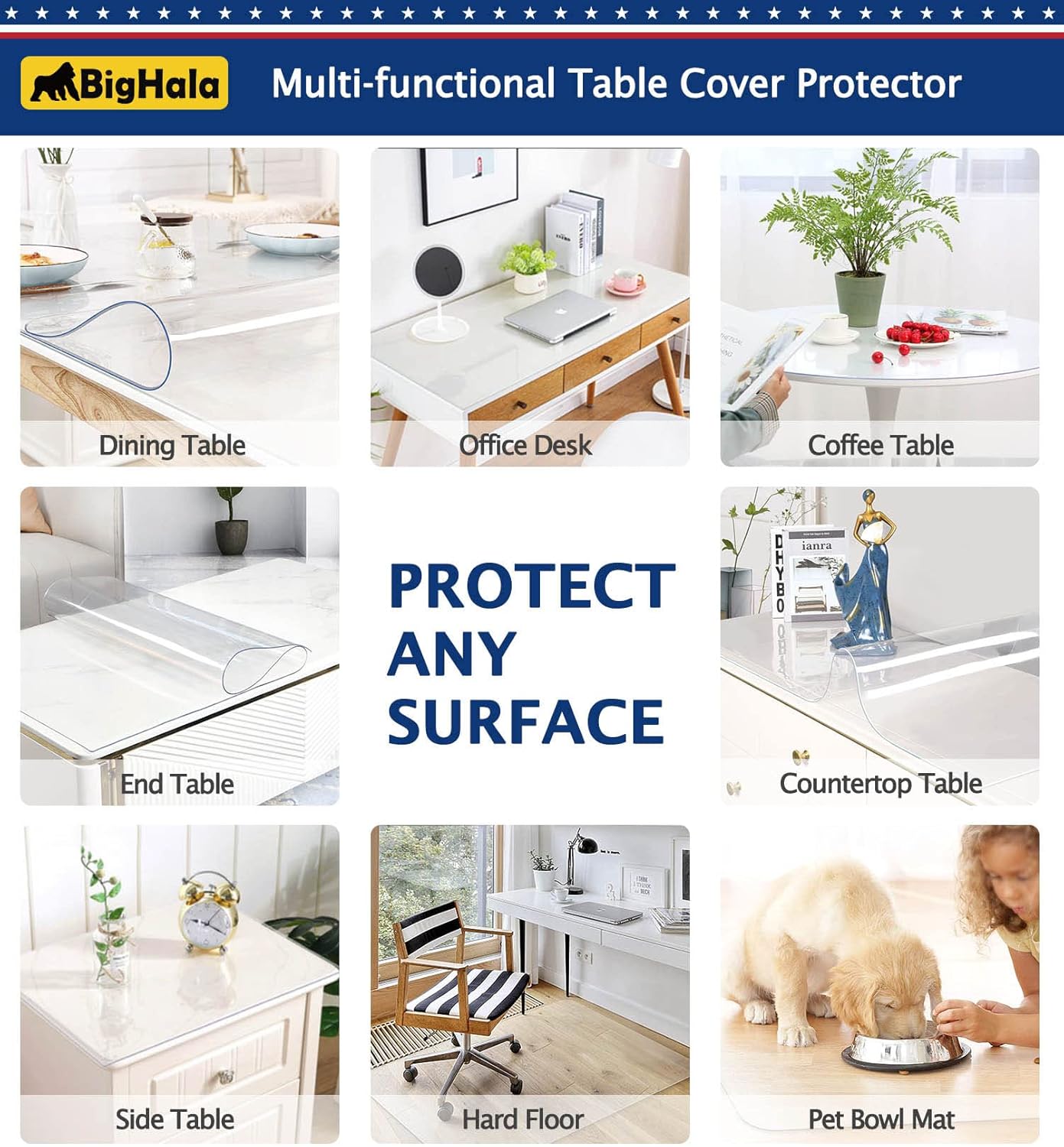 12 48 Inch Clear Plastic Table Protector Bench Entryway Coffee Side Bedside Tablecloth Cover Mat PVC Vinyl Cloths Easy