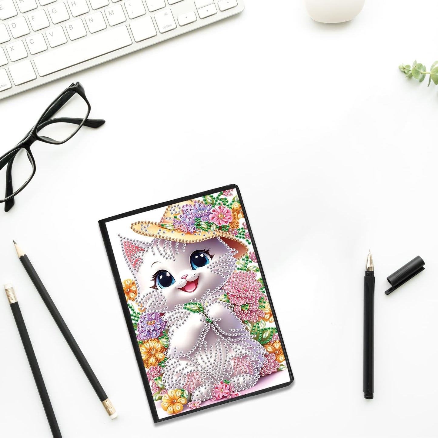 JZHYOAN Diamond Painting Blank Notebook Kits for Adult DIY Cat Special Pattern Diamond Art Dairy Note Book Journal Sketchbook Drawing Painting Message Notepad for Office Work Gifts