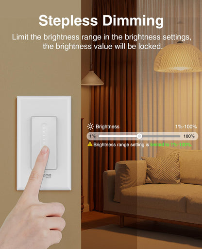 GHome Smart Dimmer Switch - 2.4GHz Wi-Fi Smart Switch Compatible with Alexa and Google Home, White 4 Pack