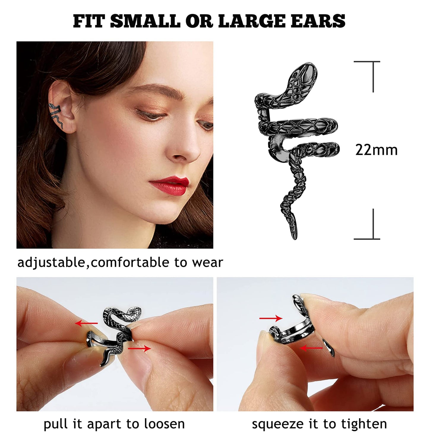 YADOCA 16Pcs Ear Cuff Set Damen Ohrmanschette Ohrringe Earcuffs Set Helix Knorpel Clip auf Wickelohrring Fakepircings Ohr Cuffs Ohrklemme Gold/Silber/Schwarz/Roségold