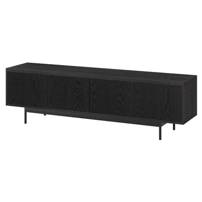 Henn&Hart Fluted TV Stand for TVs up to 75" with 2 Open-Concept Ribbed Storage Cabinets for Living Room, Family Room, or Office, Natural Black