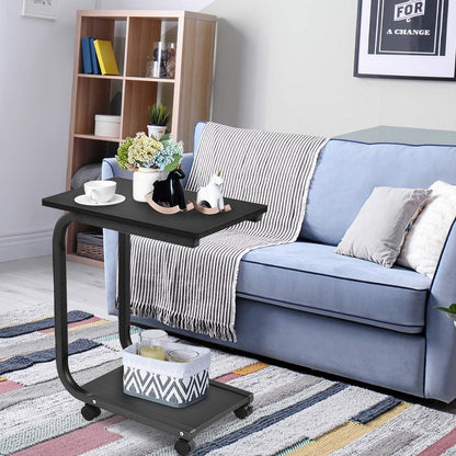 Tangkula Versatile C Table - Black Snack & Coffee Tray for Living Room
