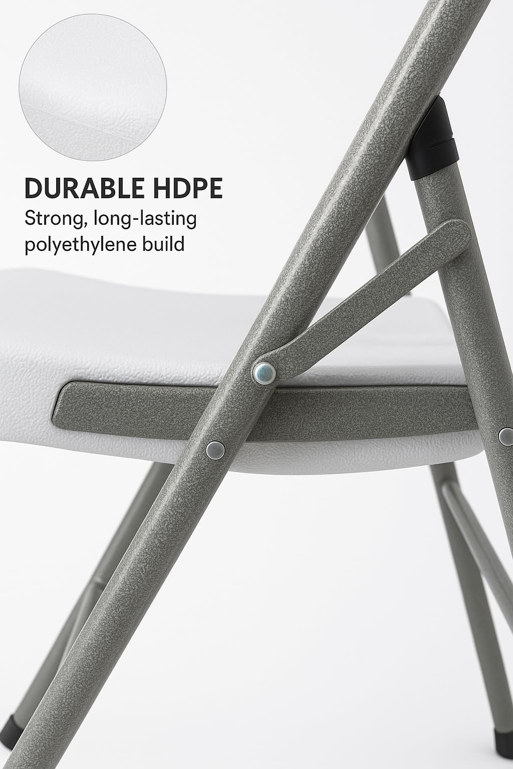 BTEXPERT White Folding Chair Steel Frame Commercial Heavy Duty Foldable Chair Portable HDPE Plastic Seat Event Chair for Indoor Outdoor Wedding Party Picnic Kitchen Dining Church School Set of 12