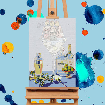 6 Pack Paint by Numbers Kit for Adults Beginners - 8x12 Inch Cocktail Adult Paint by Number Kits on Canvas, Cocktail DIY Acrylic Oil Number Painting Kits for Adults, Perfect for Gift Home Decor
