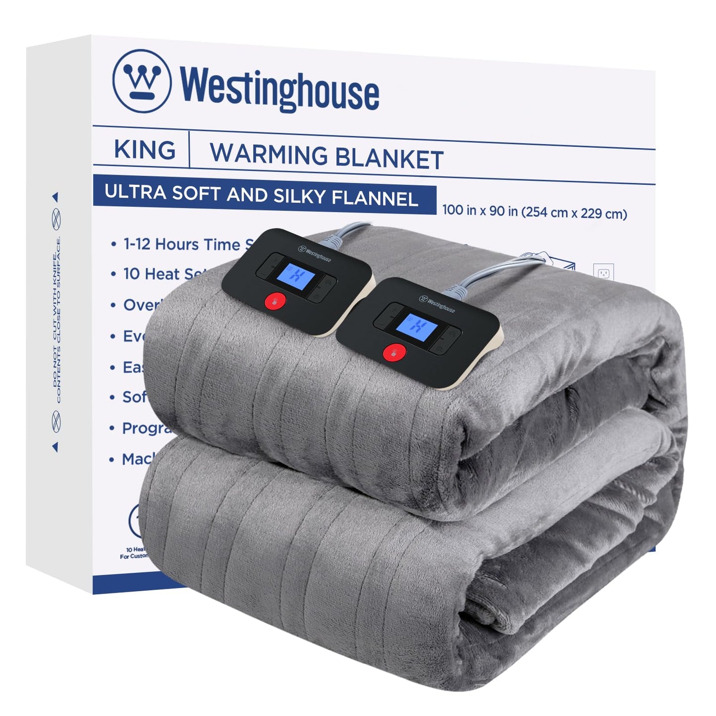 Westinghouse Electric Blanket Heated Throw, Super Cozy Soft Flannel 50"" x 60"" Heated Throw with 6 Fast Heating Levels & 2-10 Auto-Off, Machine Washable, ETL&FCC Certification, Navy Blue