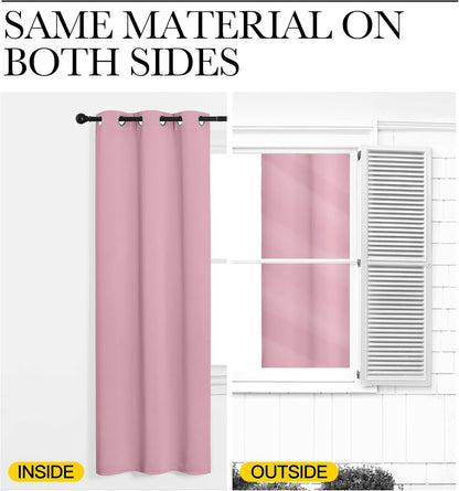 NICETOWN Blackout Curtain Panels - Thermal Insulated Draperies, 34x63 Inches, Crystal Pink (1 Pair)