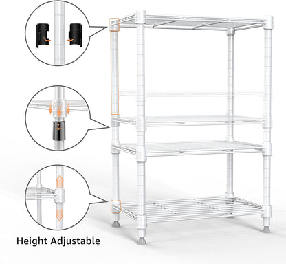 MZG Wire Storage Shelving, 3-Tier Utility Shelving Unit, Steel Organizer Rack for Home, Kitchen, Office, White