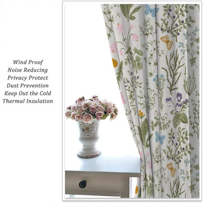 GoDazzling 52x84in 2 Floral Blackout Windows Curtains, Vintage Garden Plants Herbs Flowers Botanical Classic Design Art