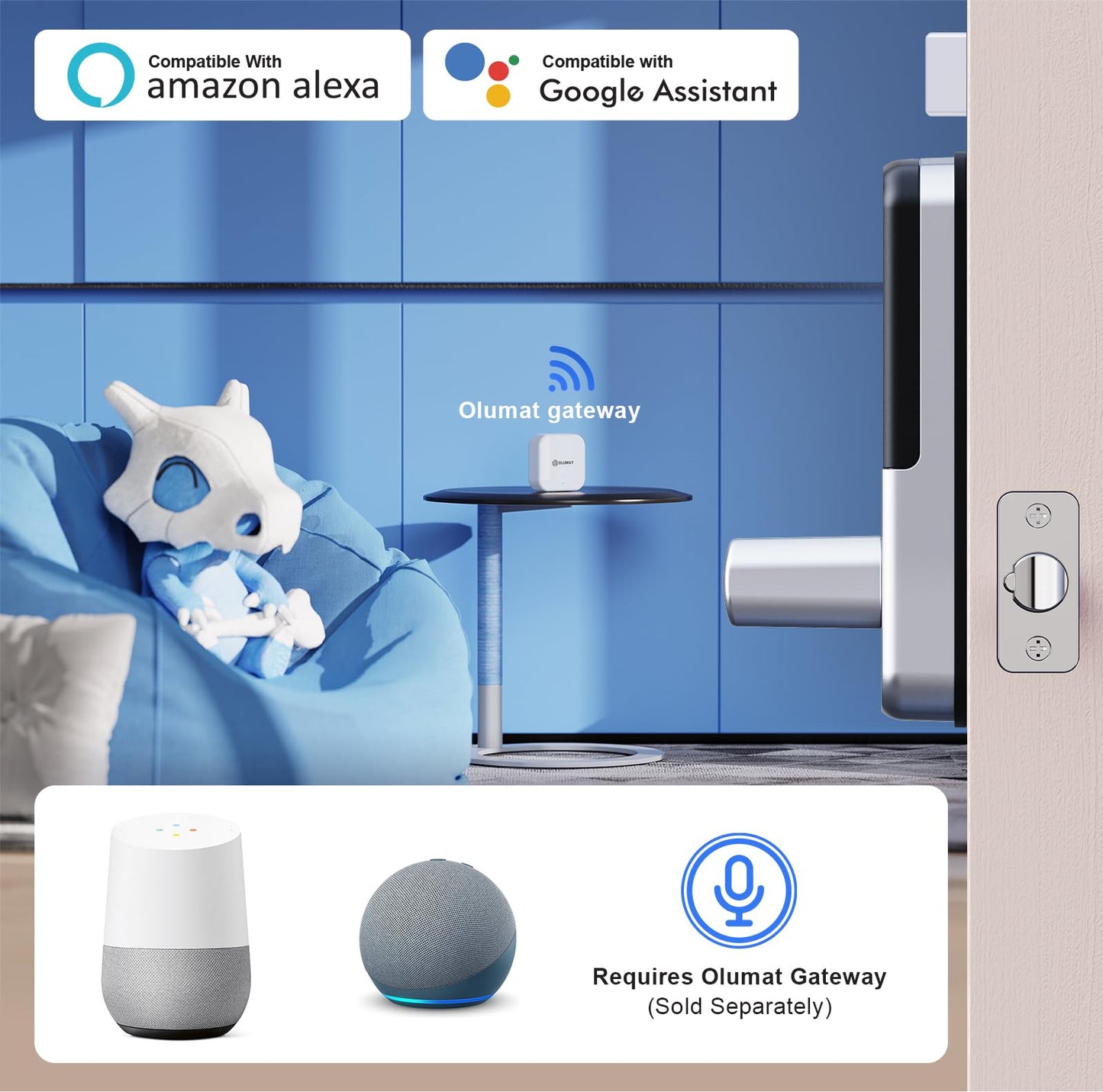 Olumat Smart Lock with Door Sensor - Fingerprint, Code, Keyless Entry - Easy Installation, 30-Day Satisfaction Guarantee