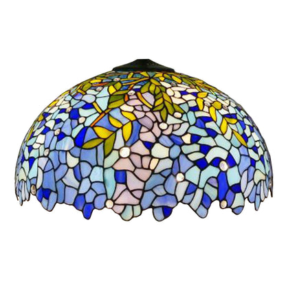 20 Inch Lamp Shade Replacement, Only Tiffany Style Stained Glass Lamp Chimney, Floral Design, Red Green Pink Blue Yellow Fit for Table Lamp, Pendant Light, Floor Lamp,Wisteria