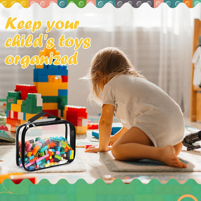 Sanwuta 3 Packs Toy Storage Bags with Zipper, Clear PVC Organizing Bags for Board Games and Kids Books (Black, White,
