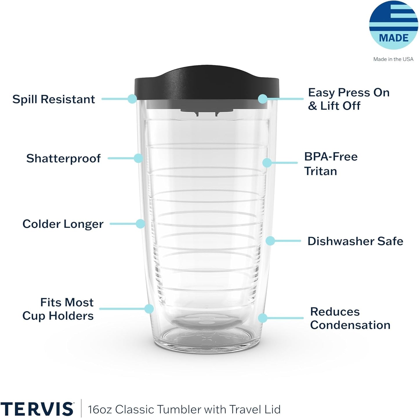Tervis Watercolor Songbirds Double Walled Insulated Tumbler Cup - Made in USA, Keeps Drinks Cold & Hot, 16oz, Clear