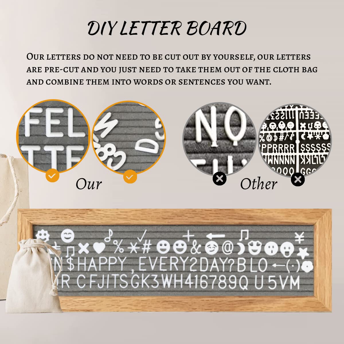 CJIAWYS Picture Frames Collage Wall Decor Hanging Photo Display Frame Felt Letter Board with 340 Letters and 30 Clips, Unique DIY Collage Picture Frames for Dorm Room Decor, Christmas Birthday Party