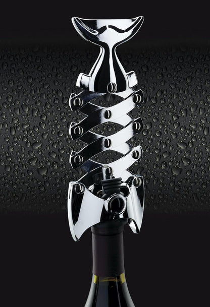 Lazy Fish Corkscrew and Bottle Opener, Stainless Steel Wine Opener, 16.5 x 7.5 x 4.5cm, Silver