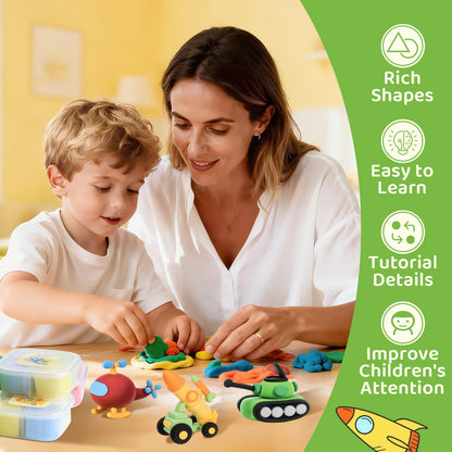 Both Idea Air Dry Clay Kit for Kids, 12-Piece Modeling Clay Sculpting Set, Ultra Light & Soft Non-Sticky, DIY Art Crafts for School Projects & Party Favors, Safe Gift for Boys & Girls