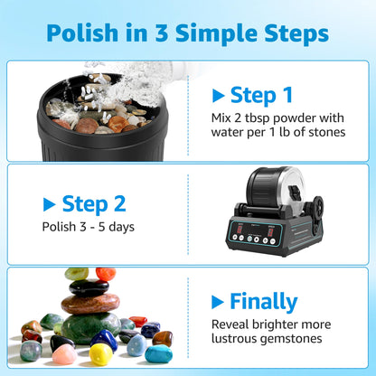8000 Grit Aluminum Oxide Rock Tumbler Polish – Final Stage (Step 5), High Gloss Polishing Powder for Rocks, Gems, Glass & Jewelry Making, Polish Refill, 1 lb