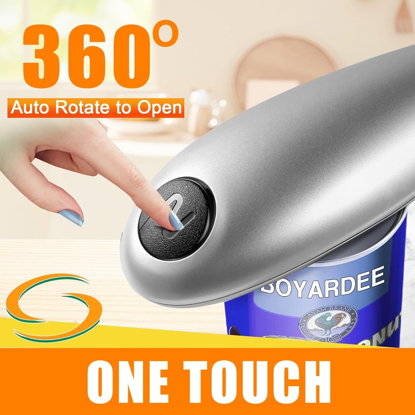 Electric Can Opener, Automatic Hands-Free Smooth Edge Can Opener for Home Kitchens and Seniors, Battery Operated