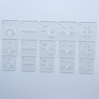 15 Pieces Acrylic Mandala Drawing Stencils, 3 Sizes 2.95/2.56/2.17 Inches with Metal Ring for Dot Art, Painting