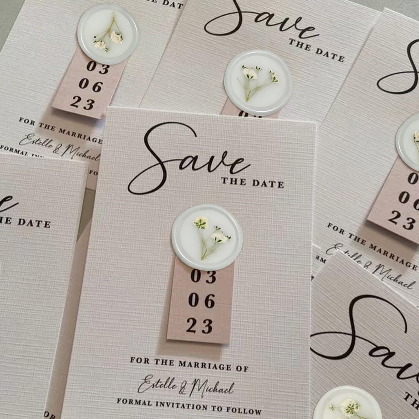 100 Pcs Baby's Breath Adhesive Wax Seal Stickers White Dry Floral Backing Envelope Seals Perfect for Wedding Invitations,Bridal Shower Party