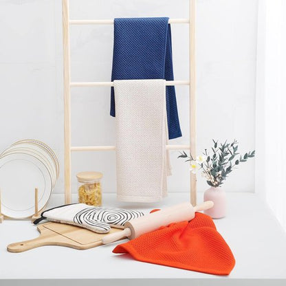 Homaxy 100% Cotton Waffle Weave Kitchen Dish Towels - Ultra Soft & Absorbent | 13 x 28 Inches, Navy Blue, 6-Pack