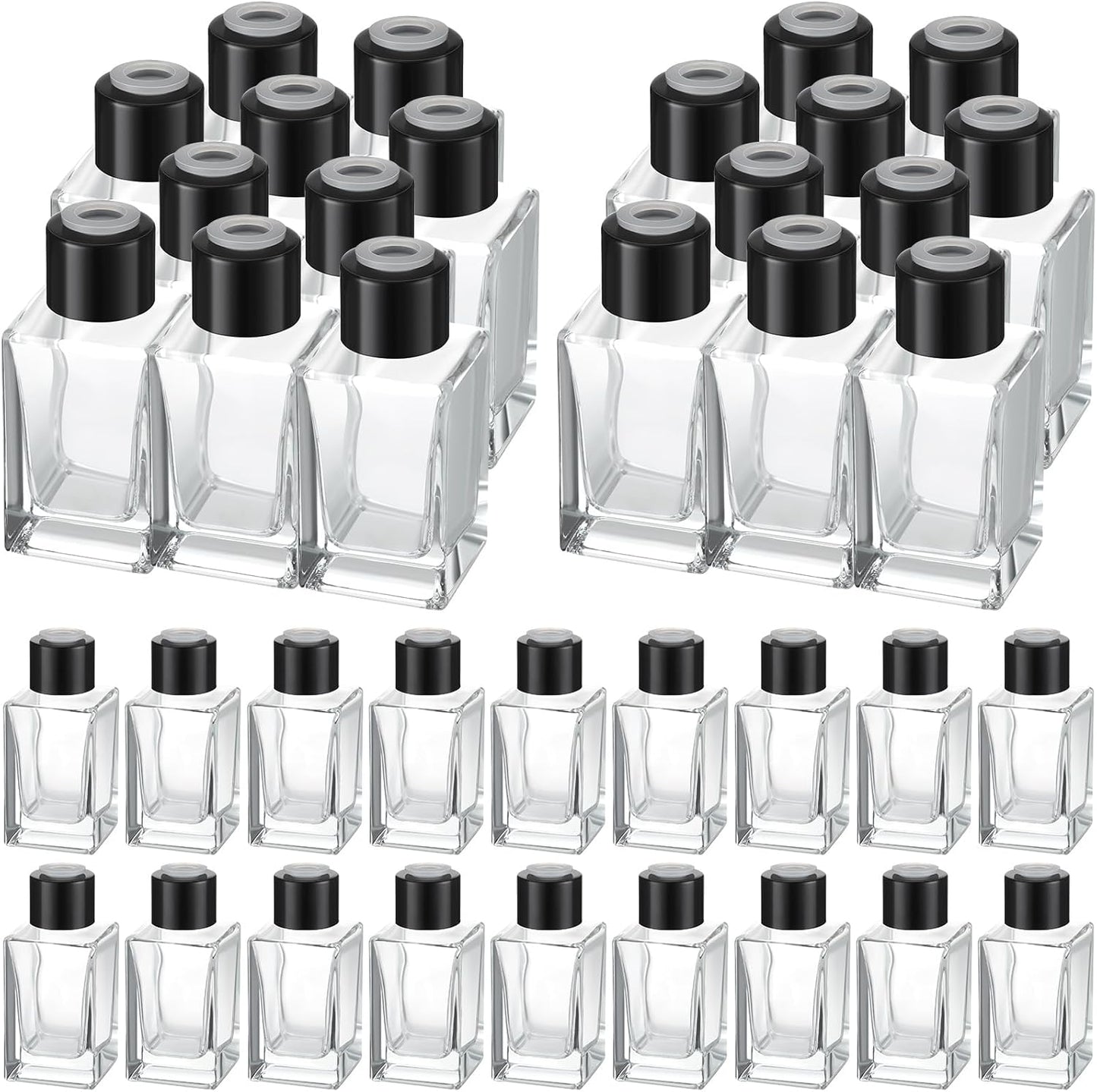 50 Set 50ml 1.7 oz Umigy Glass Diffuser Bottles Reed Diffuser Empty Jars Clear Fragrance Bottle with Black Caps