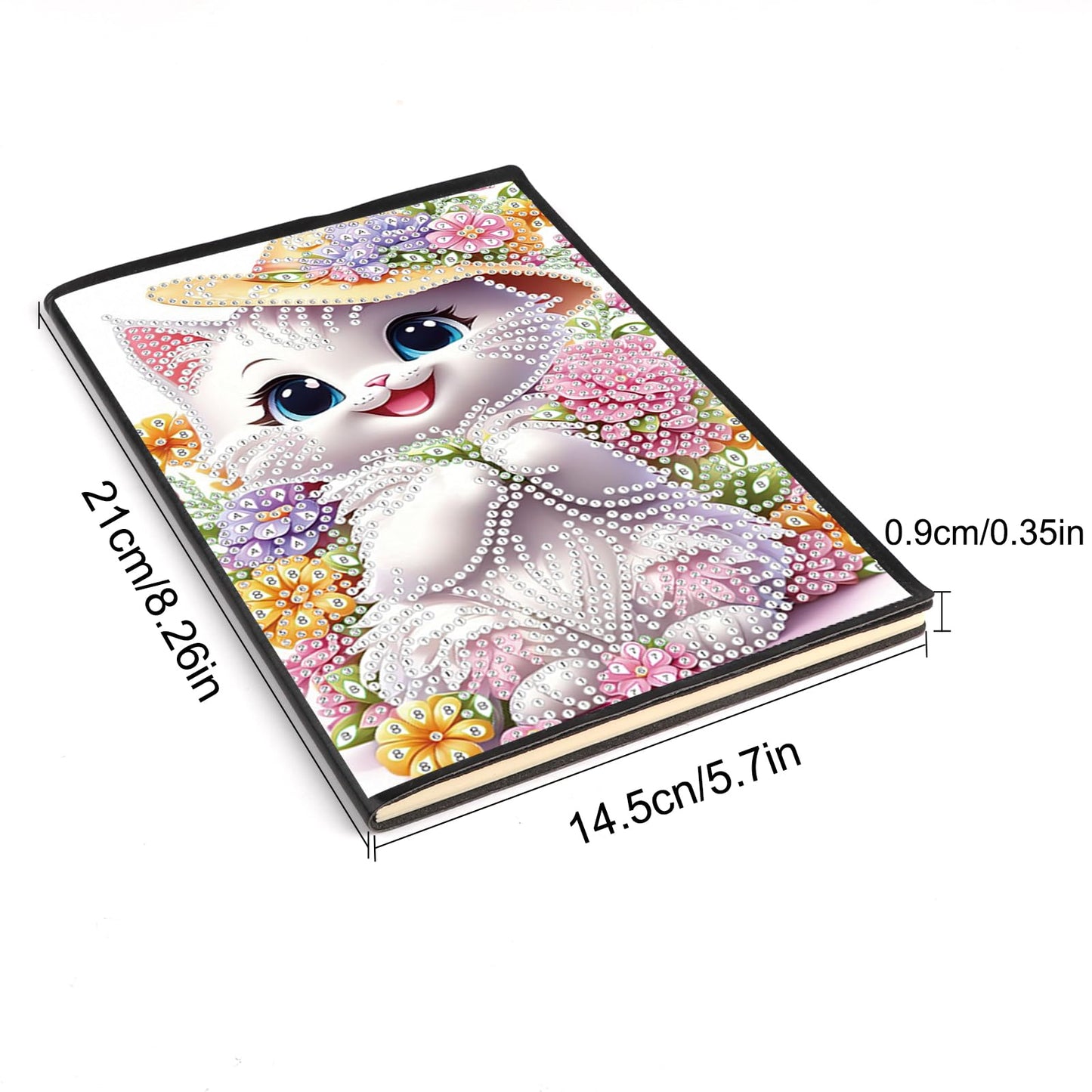 SHEGZHUC Diamond Painting Notebook Journal A5 Blank 14.5x21cm/5.7×8.26in Diamond Painting Composition Journaling Notebooks Notepad Sketchbook Diary Special Drills Girls Gifts || Cat Animal Flowers