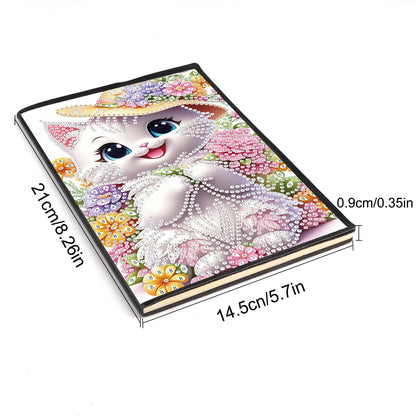 SHEGZHUC Diamond Painting Notebook Journal A5 Blank 14.5x21cm/5.7×8.26in Diamond Painting Composition Journaling Notebooks Notepad Sketchbook Diary Special Drills Girls Gifts || Cat Animal Flowers
