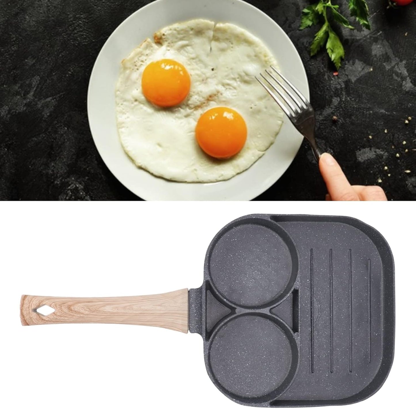 Nonstick Egg Pan, Aluminum Omelette Frying Pan, 2 Cups Pancake Pan for Breakfast