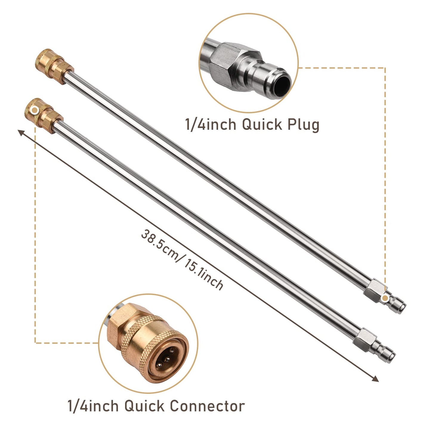 TRELVEX 14 Inches Pressure Washer Surface Cleaner Stainless Steel Housing Power Washer Accessory with 4 Wheels 1/4 Inch Quick Connector 2 ExWand Attachments 4000 PSI for Cleaning Driveways Sid