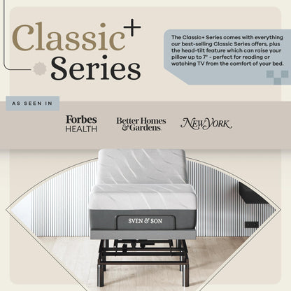 Sven & Son Harmony Adjustable Bed Base, Head and Foot Lift, Massage, Under-Bed Lights, USB, Gel Memory, Zero Gravity Smart Frame - Twin XL + 10 inch Memory Foam Matt (Firm)