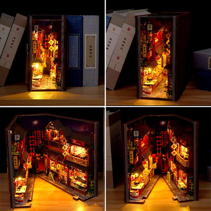 TOPBSFARNY DIY Food Court Miniature Book Nook Kit 3D Model Wooden Dollhouse Booknook Craft Kits Room Decor, Miniature Model House for Adult and Teens, Gifts for Family and Friends