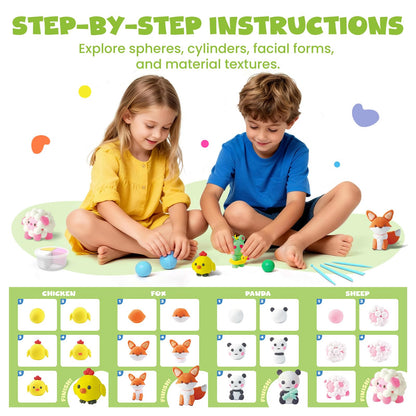 Air Dry Clay for Kids,12 Animals Theme Party Foam Clay,Ultra Light Modeling Clay Kit, DIY Art and Home Party Favors for Boys & Girls (Animal)