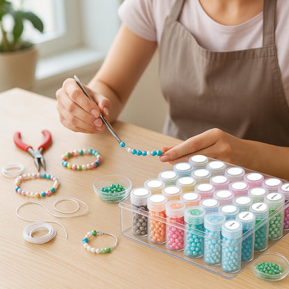 BigOtters Embroidery Diamond Storage Box, 30PCS Big Clear Plastic Bead Containers with Silicone Funnel for Jewelry Painting DIY Art Craft Rhinestones Sewing Cosmetic Nail Glitter Powder