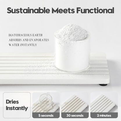 Razborci 2PCS Diatomite Quick Stone Drying Tray Mat for Bathroom & Kitchen Counter, Instant Dry Water Absorbent Drink Bar Coasters,Vanity Sink Caddy Organizer,Dish Soap Sponge Holder, Ivory,8"x3.8"