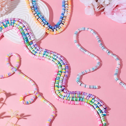 Elecrelive 10 Colors Clay Beads Bracelet Making Kit, 6mm Disc Flat Round Spacer Beads Colorful Pearlized Heishi Chips for Chocker Necklace Earring DIY Crafts