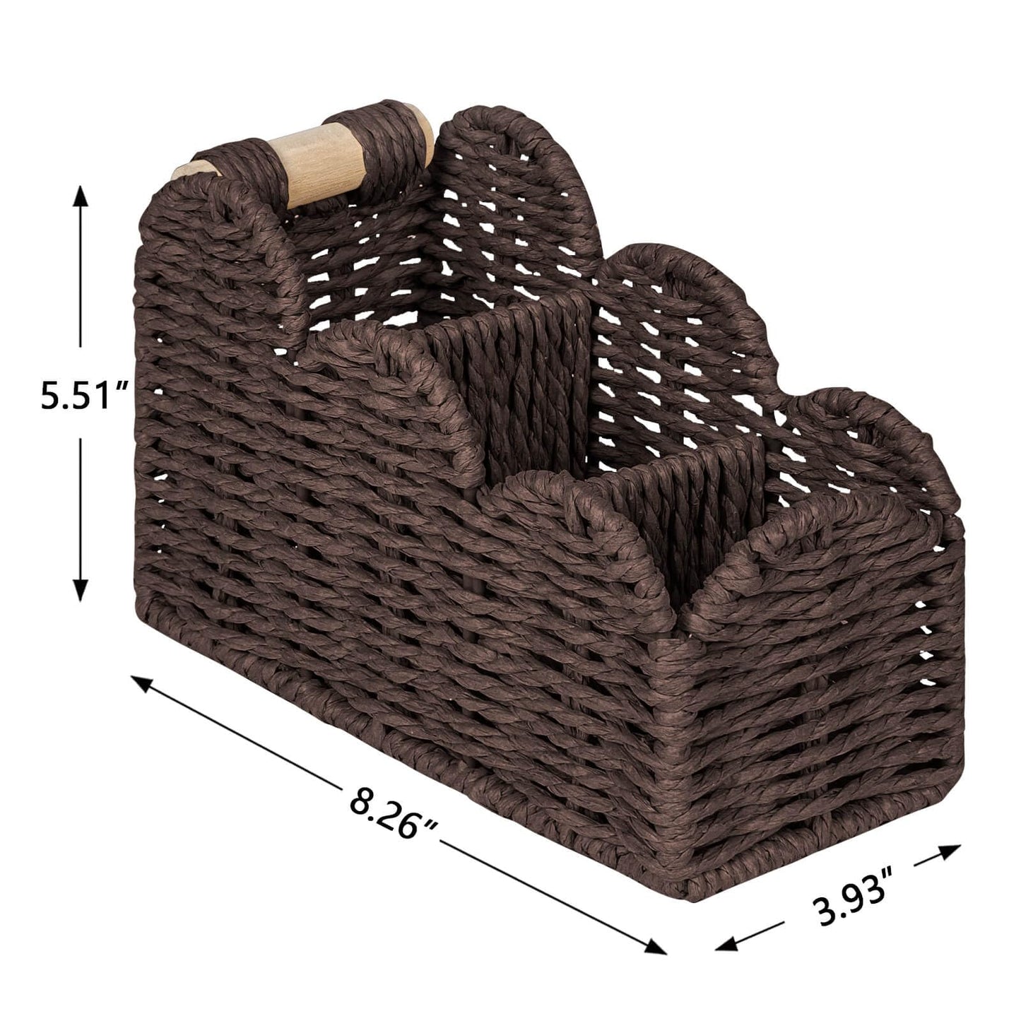 CubesLand Bedside Table Desk Organizer Caddy, Remote Pen&Pencil Holder Cup, Makeup Brush Holder w/Scalloped Perfect for Home, Office Desk, Living Room Table Decor, 3 Slots Brown