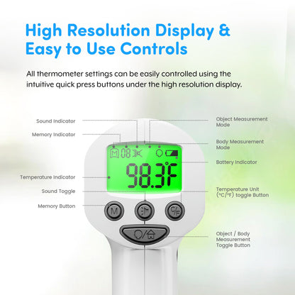 Medical Grade FSA-HSA Eligible Heavy Duty Touchless Infrared Forehead Thermometer, for Adults & Baby Digital Thermometer Gun, 1s Instant Results