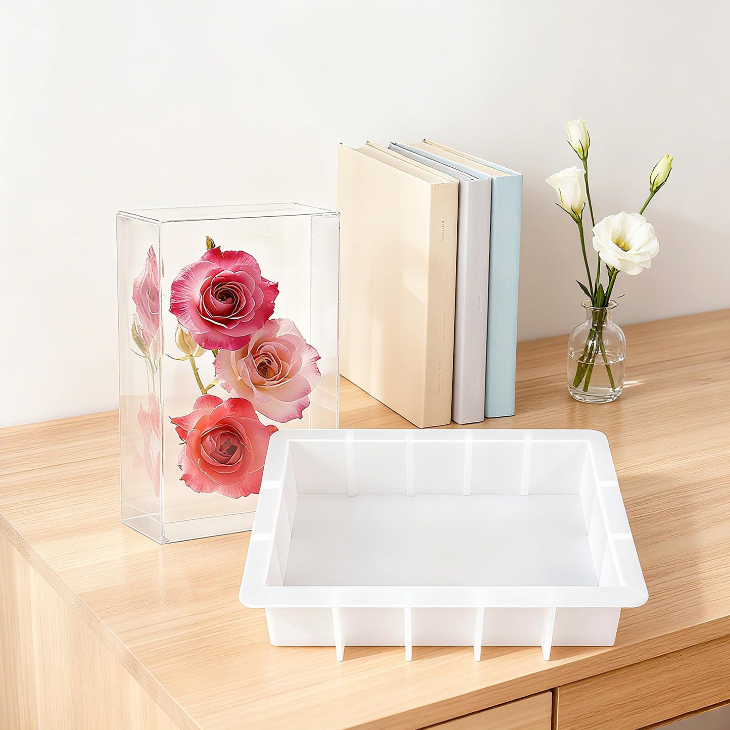 Large Rectangular Resin Molds 4PCS Epoxy Resin Casting Craft Mold Crystal Deep Casting Epoxy Mold for Flower Preservation Bookends DIY Art Home Décor, DIY Wedding Bouquets