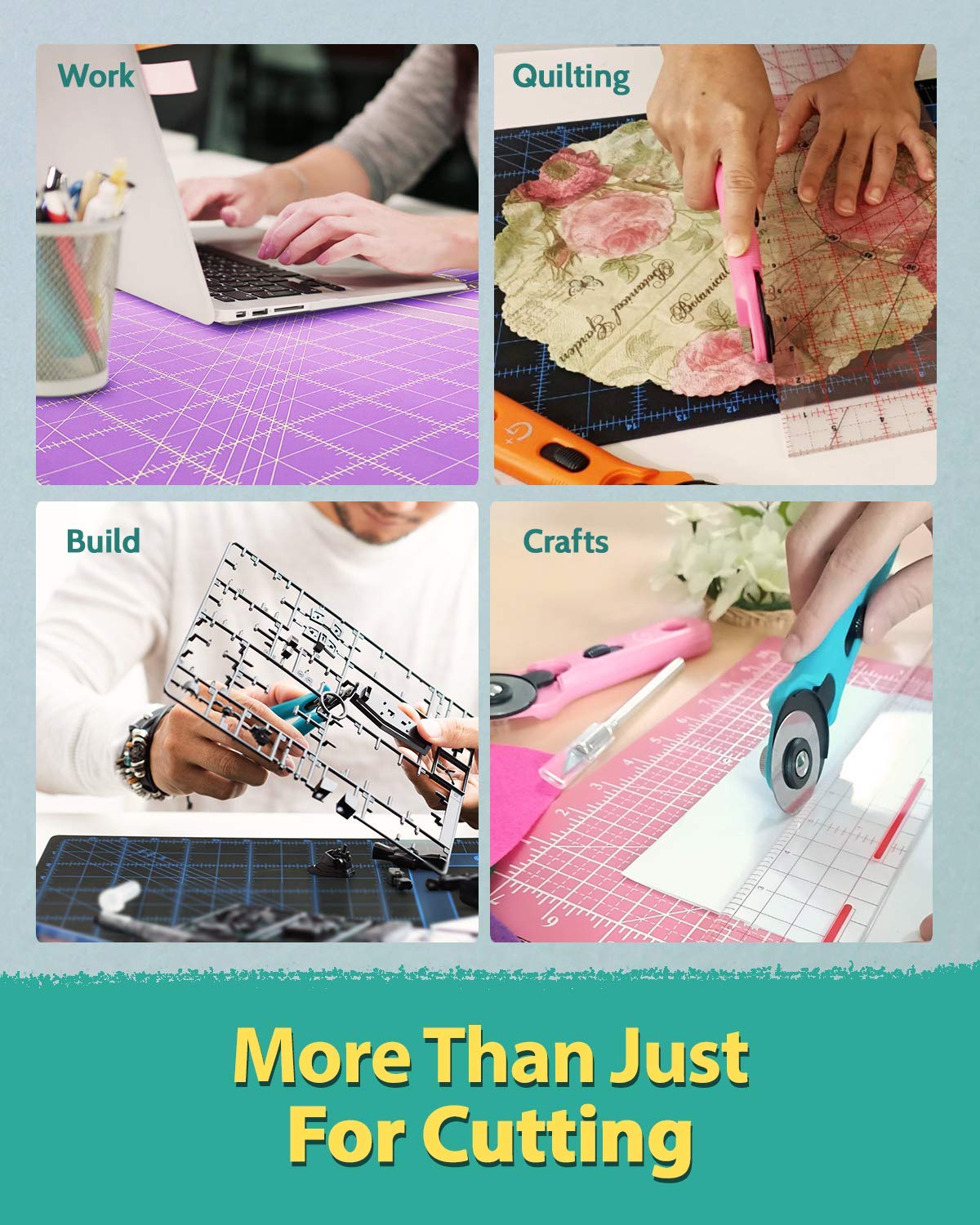 G+ Self-Healing Cutting Mat - True A4 9 x 12" (9 x 13" Full) Inches Purple/Black ; Self-Healing Double-Sided Durable Non-Slip Cutting Board for Crafts, Sewing, Fabric, Modeling and All Arts Projects