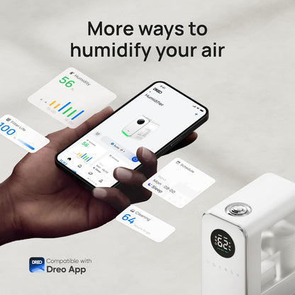 50 5L, DREO Humidifiers for Bedroom, Top-filled Smart Quiet Cool Mist Humidifier for Large Room, Hours Runtime