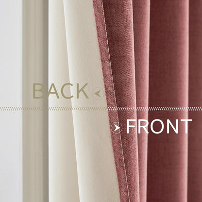MIULEE 100% Blackout Linen Textured Curtains - Solid Thermal Insulated Dusty Rose | 52 x 84 Inch (2 Panels)