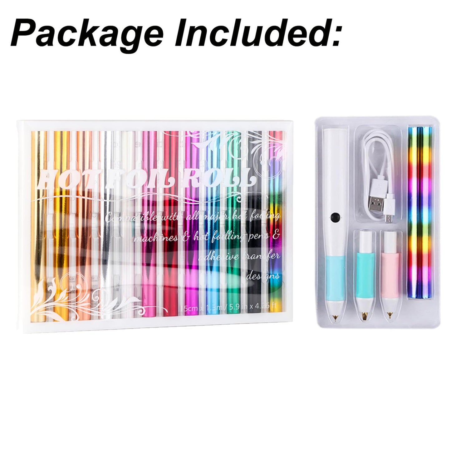 Briartw USB Hot Foil Pen – Heat Active Foiling Tool with 13 Color Foil Rolls & 3 Interchangeable Tips for Writing, Drawing, Crafting on Paper, Wood, Leather
