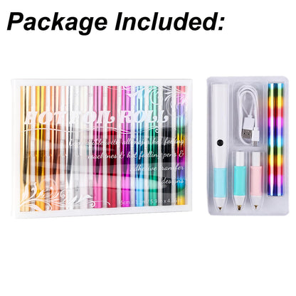 Briartw USB Hot Foil Pen – Heat Active Foiling Tool with 13 Color Foil Rolls & 3 Interchangeable Tips for Writing, Drawing, Crafting on Paper, Wood, Leather