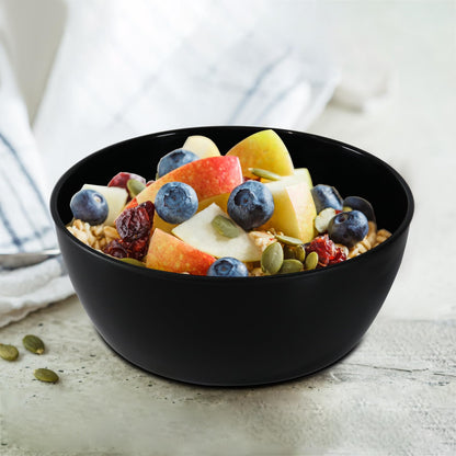 SCWBOEII 4-Piece Classic Plastic Prep Bowls with Lids, Nesting Plastic Small Mixing Bowl Set for Mixing, Baking, Prepping, Cooking and Serving Food, Microwave and Dishwasher Safe (Black)