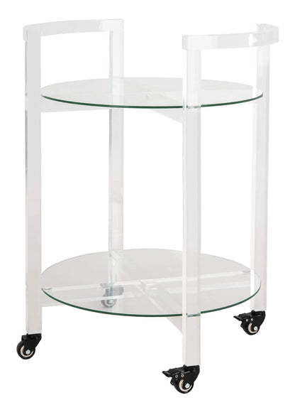 Safavieh Couture Home Jules Glam Clear Acrylic Glass Top 2-tier Bar Cart with Wheels