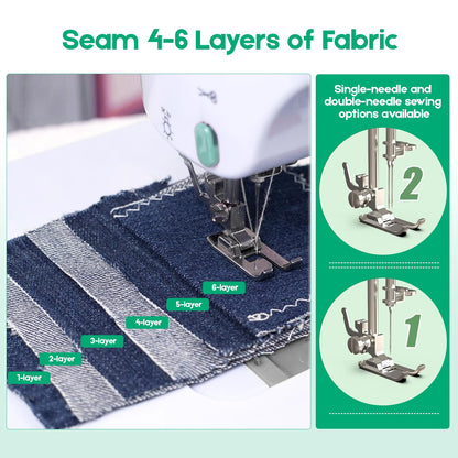 Xamanabu Sewing Machine for Beginners with Extension Table, 12 Stitches Portable Sewing Machine, Dual Speed (High/Low) with Foot Pedal & 6 Feet