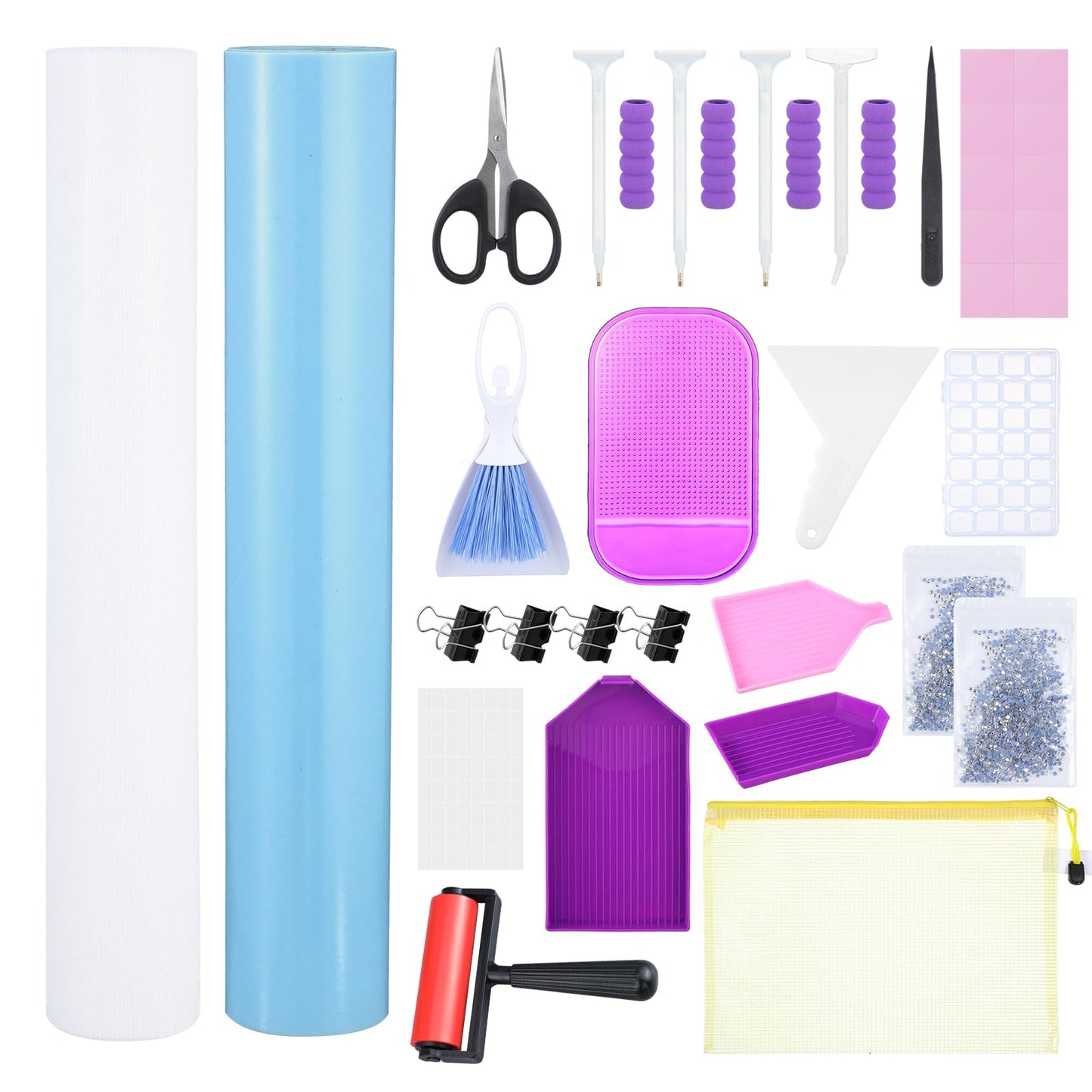 Sosation Rhinestone Flock Template Stencil Kit 1.5Yard Magic Sticky Flock and Heat Transfer Tape 2880pcs Crystal Rhinestone 1set Rhinestones Easy Picker for Hotfix Rhinestones Vinyl Cutting Machine