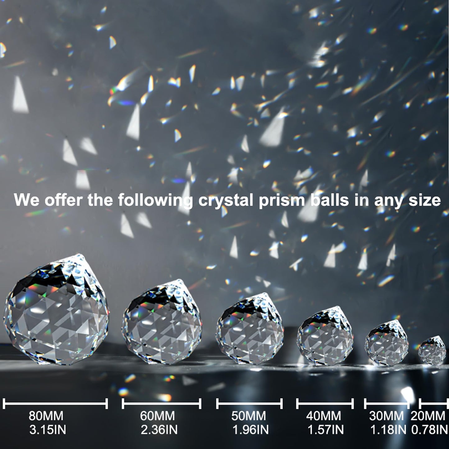 MerryNine Crystal Sun Catcher, 20pcs 0.8"/20mm Crystal Suncatcher Prism for Windows Hanging, Prisms Beads Ball Pendants Rainbow Maker for Fengshui, Home Room Decor, Indoor Windows